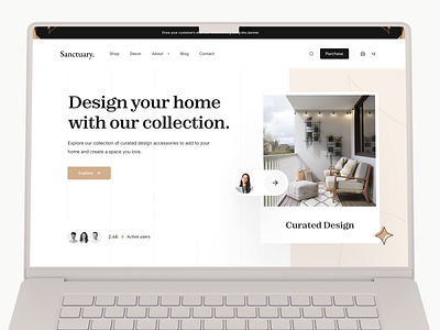 Flowbase: Sanctuary Template design ecommerce flowbase hero home home decor landing landing page template typography ui ux web website