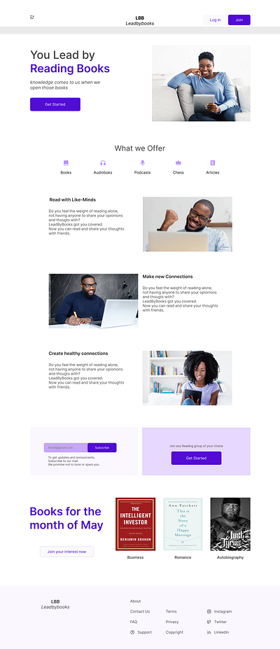 BookClub Landing Page design design landing page product design ui