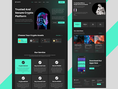 Crypto-Related Landing Page With An Engaging Design blockchain crypto figma landingpage technologies token creation ui ux website