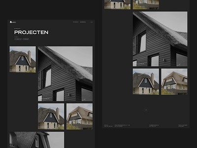 House architect project overview page black and white bw design digital design overview portfolio projects ui ux webdesign