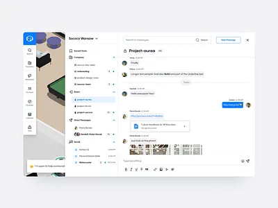 Sococo Messages app business chat clean communication design interface messages product ui ux