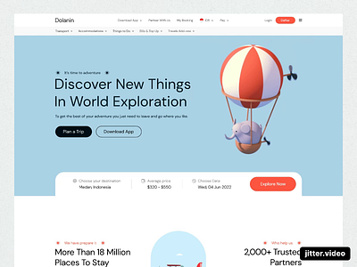 Dolanin - Travel Agency Landing Page adventure agency booking app destination explore flight app homepage travel travel agency travel app travel booking travel dashboard travel landing page travelling trip ui uiux vacation web design website