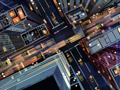 Night City Painting building city creative illustration inspiration