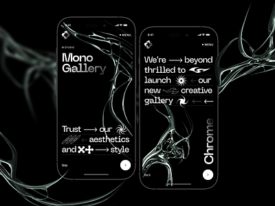 Mono Gallery App Concept agency branding chrome concept creative design digital graphic grid interface layout metal mobile studio app typo typography ui user experience ux whitespace