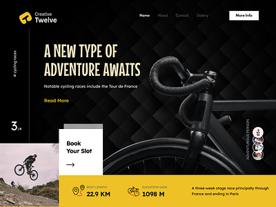 Hero Section UI banner design bicyclepageui carddesign creativebanner cyclingpageui darkdesign landing page productui ui