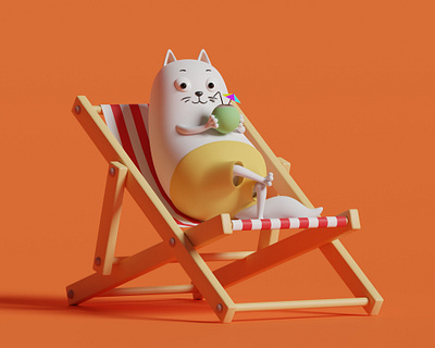 Chilling cat 3d b3d blender cat character cycles design illustration