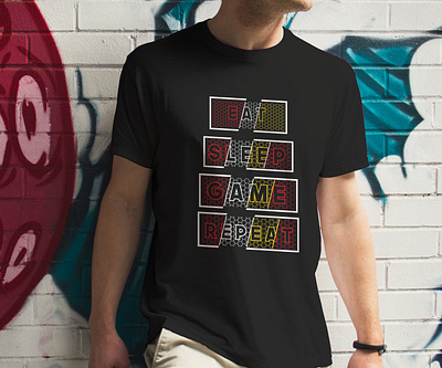 Eat sleep game repeat typography t shirt design. T shirt design branding design illustration logo logo design t shirt t shirt design vintage vintage t shirt