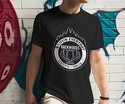 Backwoods Hunting & Fishing & Lovin Everyday Unisex Bright-t shi branding design illustration logo logo design t shirt t shirt design vintage vintage t shirt