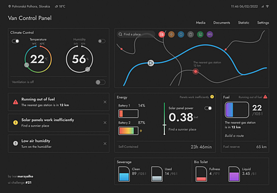 Van Control Panel app design ui ux