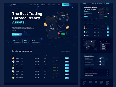 Crypto Exchange Landing page blockchain design clean design crypto design figma figma design landing page minimal minimal design mobile ui mockup ui ui design uidesign ux design uxdesign web design website design