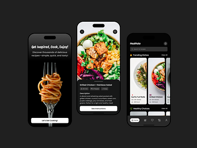 MealMate - Food Recipes Mobile App app chef clean cook cooking design education food food app guide mobile mobile app recipe recipe app recipes restaurant tutorial ui ui design ux