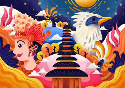 Sinergy of Bali background branding character design graphic design illustration portrait
