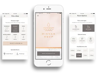 RSVP App System app design beauty mikvah reservations spa system design ui uiux