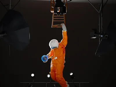 Gravity 3d art astronaut b3d blender blender3d design earth illustration planet scifi space surrealism