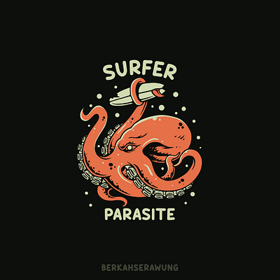 Surfer Parasite badge graphic design logo retro tshirtdesign vintage