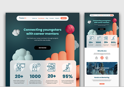 Website landing page for mentorship platform app app screen app sign in screen app sign up brand brand identity brand identity design landing page ui website website landing page website ui