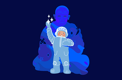 Wanted to be an spaceman, but became a space 2022 adobe illustrator astronaut blue boy design fluid illustration logo space ui vector void wavy