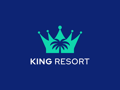 King Resort Logo - Crown Logo - Travel and Hotel Logo abstract logo branding branding design crown logo design graphic design hotel logo icon logo logo design logo designer logo maker logos luxury hotel logo modern logo monogram logo plam logo plam tree logo travel and hotel logo travel logo