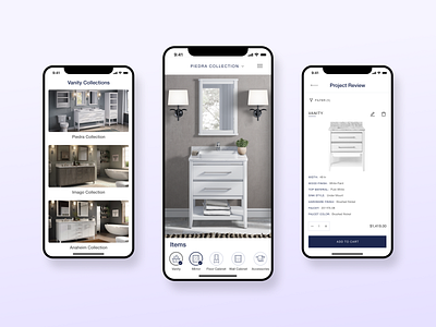 E-commerce bathroom app app basket bethroom color customize design e commerce mobile app summary ui ux vanity