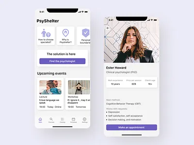 Psychologacal center - mobile app app mobileapp mobiledesign psychologicalcenter psychologicalhelp psychologist ui ui mobileapp
