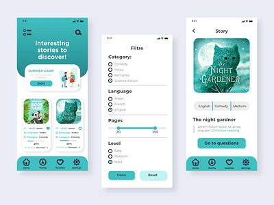 Historia " Reading stories competition for kids" app appdesign graphic design mobileappdesign ui uiconcept uiux uiuxdesign ux uxconcept