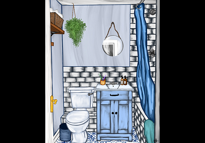 Bathroom art design digital illustration drawing graphic design illustration painting