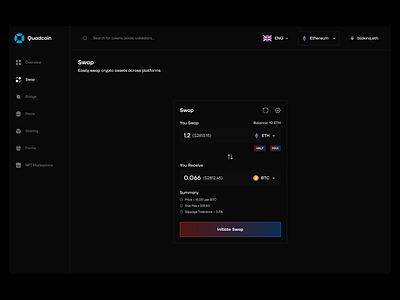 Quadcoin Swap blockchain crypto swap cryptocurrency design figma product design swap web3