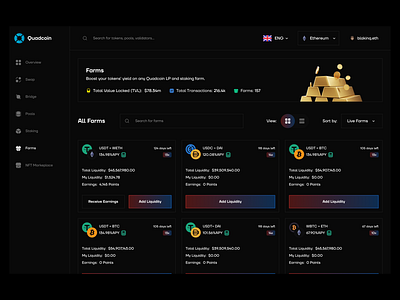 Quadcoin - Farms blockchain crypto farms cryptocurrency design farm farms figma product design ui web3