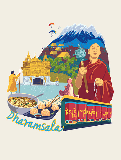 Dharamsala art branding illustration illustrator posterdesign