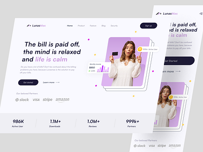 Lunasmas - Finance Landing Page branding chart clean design emoney emoney landing page finance header landing page minimalis neat ui ui design uiux ux ux design web web design website