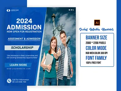 Promotional Admission Banner branding brochure business card design calendar cover flyer modern logo roll up banner social media ads social media banner social media poster web banner x banner