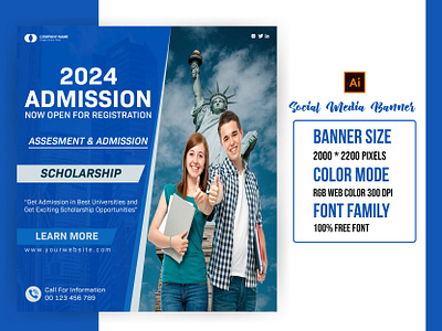 Promotional Admission Banner branding brochure business card design calendar cover flyer modern logo roll up banner social media ads social media banner social media poster web banner x banner