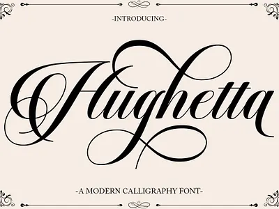 Hughetta Calligraphy Font branding calligraphy cards casual design elegant font illustration logo modern script wedding
