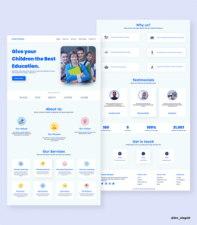Excel Schools || A School Landing Page 3d animation app bootstrap branding coding design graphic design illustration logo motion graphics ui ux vector web webdesign website