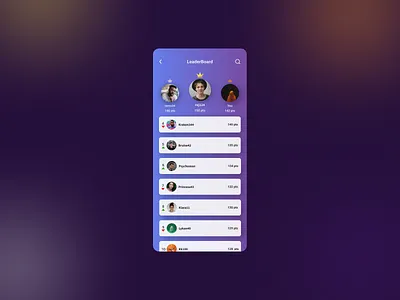 Daily UI 19 - Leaderboard Challenge app design ui