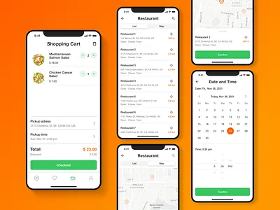 Salad delivery app app cafe concept delivery food mobile app restaurant salad ui ux
