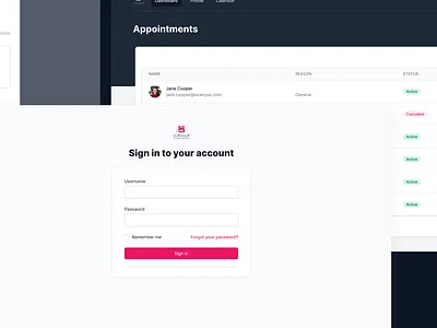 Appointment Admin Dashboard design ui