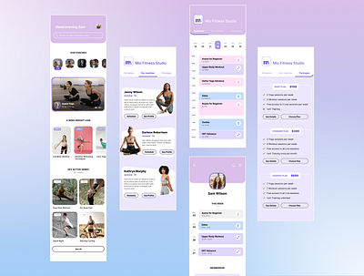 Fitness & Yoga Studio Mobile App Concept app app concept design flat minimal ui