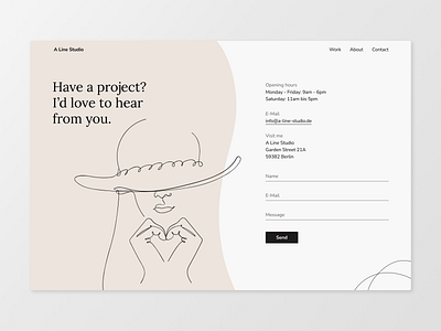 DailyUI 028 Contact page 028 branding clean concept contact form contact page contact us dailyui design illustration line art minimalism modern ui studio ui webdesign