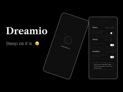 Dreamio. Behance Case case study dream interface meditation mobile product product design sleep sound uiux