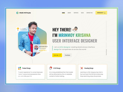 Personal Portfolio Website cv design designer website graphic design landing page minimal personal portfolio rusume trendy ui design ux