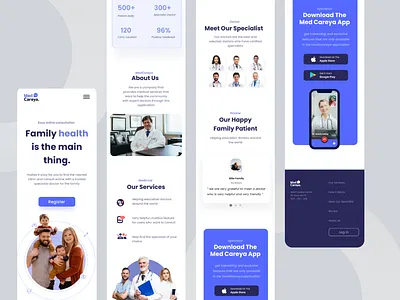 MEDCAREYA - RESPONSIVE LANDING PAGE branding design doctor exploration health interface landing page med medical patient ui ux