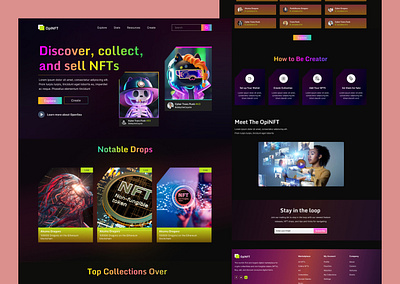 NFTs Landing Page blockchain card clean crypto cryptocurrency dark dark mode design exploration graphic design header header exploration homepage marketplace nft product design ui ui ux web design website