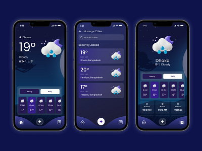 Weather App Design Concept. 3d adobe photoshop adobexd animation app apps branding data design figma graphic design illustration logo mobile motion graphics rain ui ux weather website