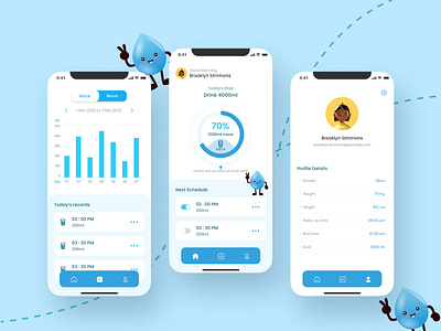 Water Reminder App app home screen mobile mobile app ui ui design uiux uiux design water reminder water reminder app