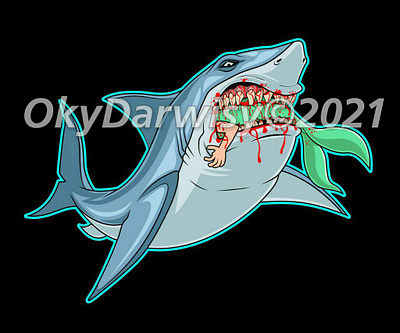 Shark Eating Mermaid design digital drawing draw drawing freehand graphic design illustration mermaid shark draw t shirt vector