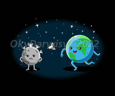 Moon Landing cartoon cute draw design digital digital drawing draw drawing earth graphic design moon landing t shirt