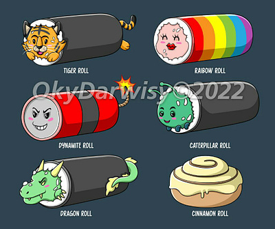 Sushi Rolls Animals animal design draw drawing graphic design illustration t shirt