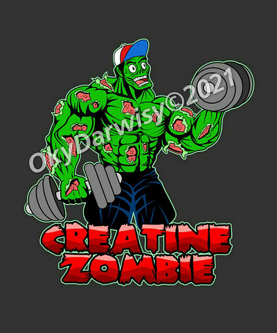 Creatine Zombie animal cartoon creatine creatine zombie dark design draw drawing fitness draw graphic design green hulk illustration t shirt zombie