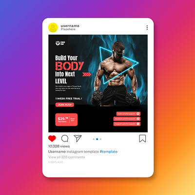 Gym Social Media Post advertising body builder post body building body shape branding brochure design business flyer corporate flyer design facebook post design graphic design gym gym facebook post gym instagram post gym post gym social media instagram gym post six pack social media